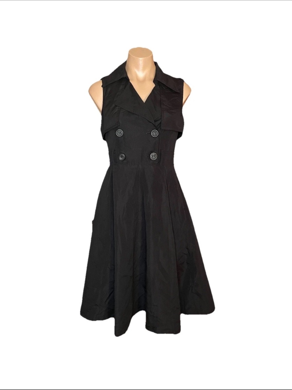 Double Zero Sleeveless Black Double-Breasted Midi Dress